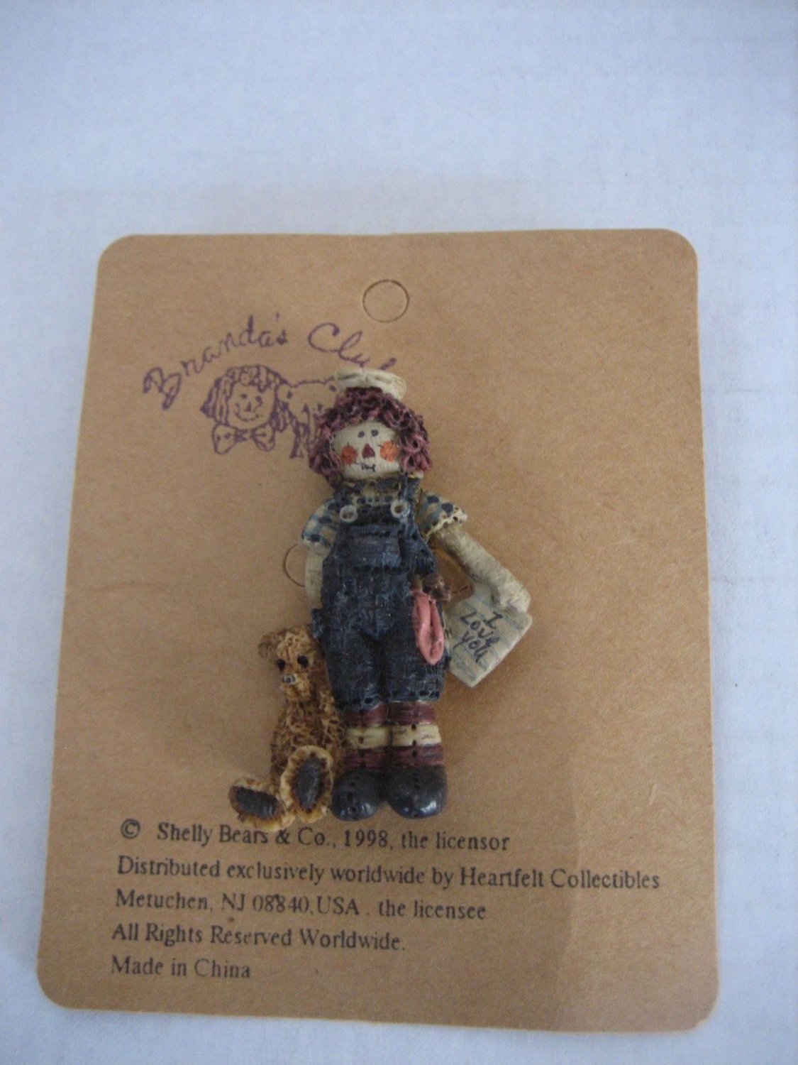 Vintage Shelly Bears & Co Raggedy Andy Resin Women's Fashion Pin Brooch NWIP