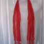 Women's Striped Red Oblong Scarf Fringed 100% Polyester 57 inches in Length NWWT