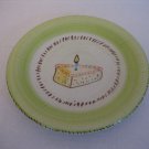 Ruby Green Ceramic Slice of Birthday Cake Dessert Plate 8 inch Round NWNT