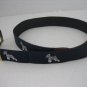 Vintage Schnauzer Dog Navy Fabric/Leather Men's Adjustable Belt Sz 42 Pre-Owned