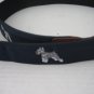 Vintage Schnauzer Dog Navy Fabric/Leather Men's Adjustable Belt Sz 42 Pre-Owned