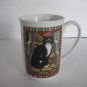 Russ Berrie Black & White Cat Sitting on Stairs Ceramic Coffee Mug/Cup New