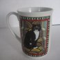 Russ Berrie Black & White Cat Sitting on Stairs Ceramic Coffee Mug/Cup New