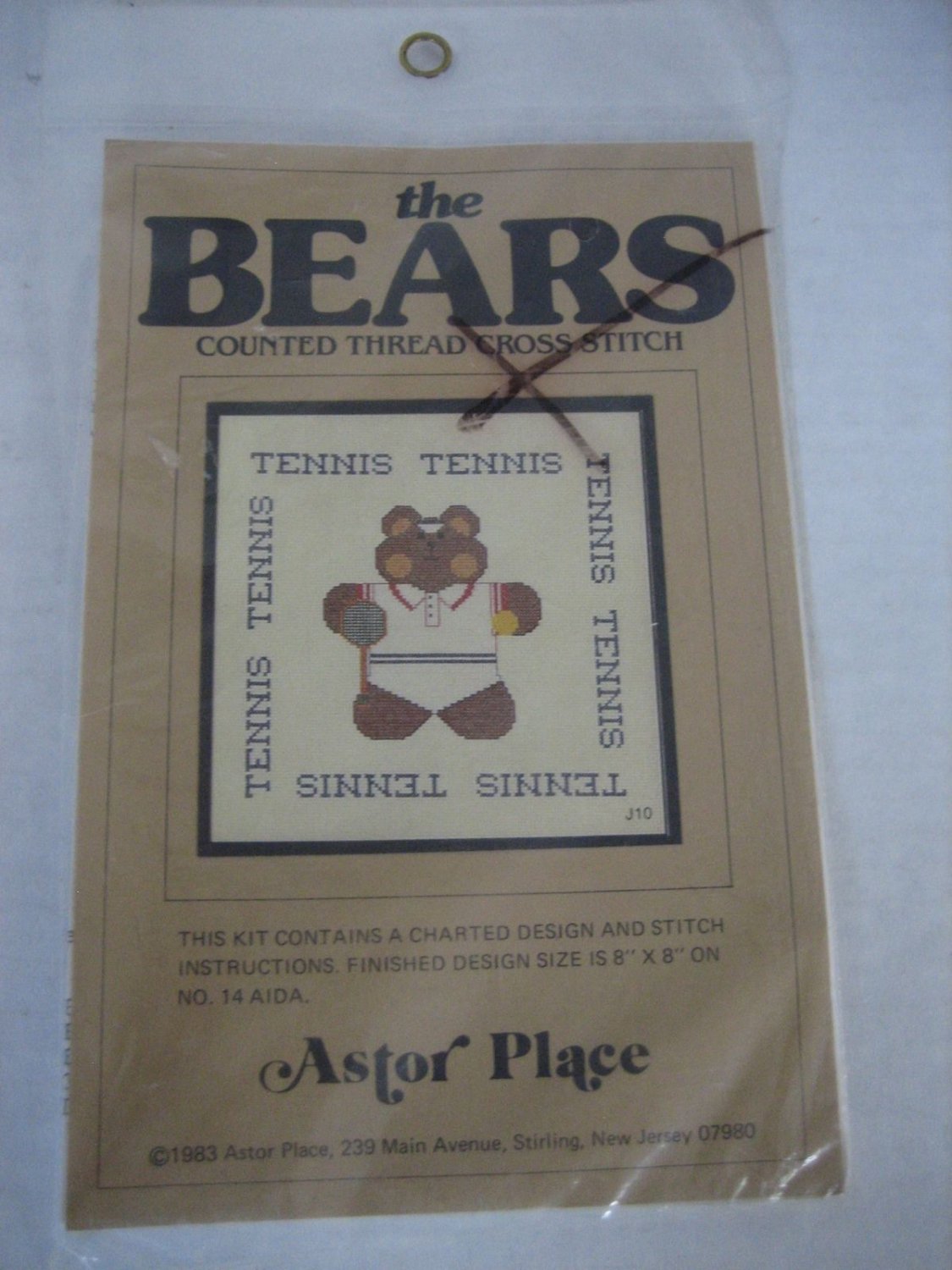 Vintage Astor Place The Bears Counted Cross Stitch Pattern Tennis Bear 14Aida NW