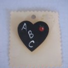 Heart Shape A B C'S Teacher Wood Pin/Brooch Handmade/Hand Painted 1 1/2 in.L NW