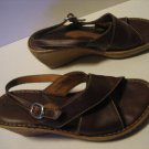 Born Women's Brown Leather Wedge Heel Shoe Sz 10/42 Pre-Owned B6326L2