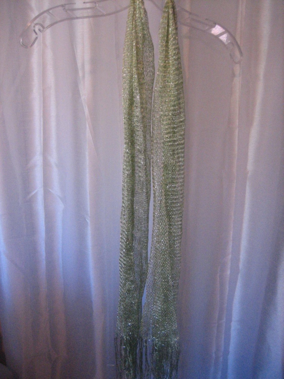 Women's Oblong Celery Green with Silver Shimmer Long Scarf New 73in.L. x 25in.W.