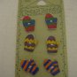 Trena's Trinkets 3 Pairs of Multi Color Mittens Ceramic Buttons 1 in.Tall NWIP