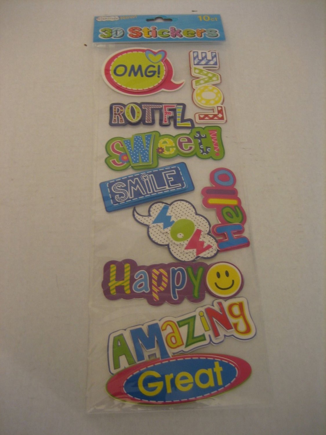 Momentum Brands Craftology Multi Words 3D Multi Color Stickers 10 Count NW