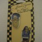Alma Lynne Blue Country Santa 1 Santa Face & 1 Full Santa 2 Ceramic Buttons NWWT