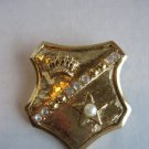 Fashion Jewelry Women's Gold Metal Crown Shield Pin Brooch 1 1/2in.W Pre-Owned