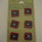 Trena's Trinkets Red/Black/White School Chalk Board 6 Square Ceramic Buttons NWT