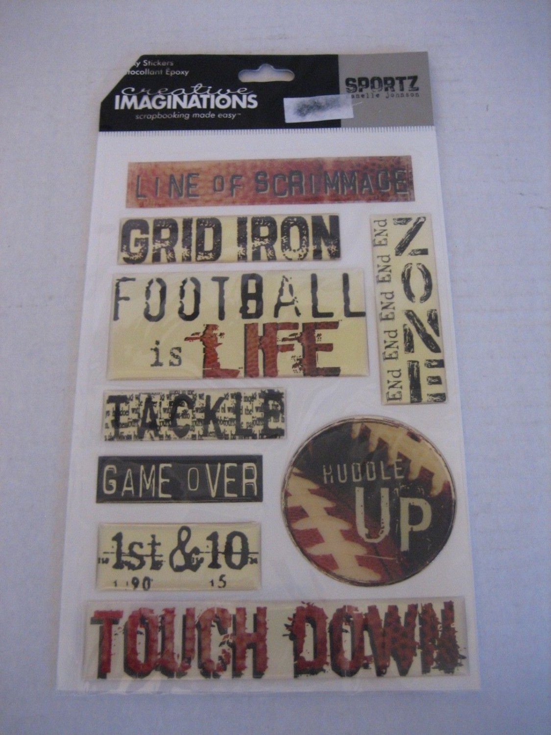 Creative Imaginations Sportz Danelle Johnson Football Scrapbook Stickers NW