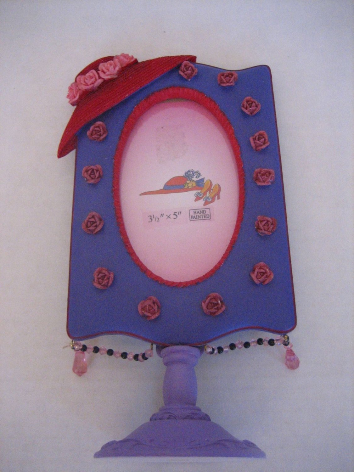 Red/Purple Hat Oval Resin Table Top Single Picture Frame 3 1/2x5 Holds Picture