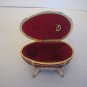 Vintage Maroon & Gold Egg Shaped Metal Jewelry/Trinket Music Box Waltz Pre-Owned