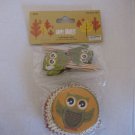 Momentum Brands Happy Harvest Green Owls Cupcake Kit 24 Picks/24 Cupcake Liners