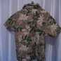 Gymboree Boy's Hawaiian Green & Tan Frog Camo Button Down Shirt Sz 7 Pre-Owned