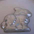 Vintage Silver Aluminum Easter Bunny Rabbit Cake Pan Mold 3 Dimensional PreOwned