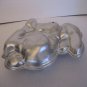 Vintage Silver Aluminum Easter Bunny Rabbit Cake Pan Mold 3 Dimensional PreOwned