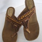 CL By Laundry Women's Brown/Tan Beaded Kitten Heel Slip On Shoes Sz 8 Pre-Owned
