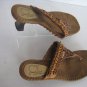 CL By Laundry Women's Brown/Tan Beaded Kitten Heel Slip On Shoes Sz 8 Pre-Owned