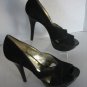 Guess GW Atense Black Leather Suede High Heel Open Toe Shoes Sz 9M Pre-Owned