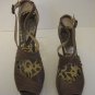 Kenneth Cole Reaction Swing Dance Women's Brown Leather Open Toe Shoe Sz 8