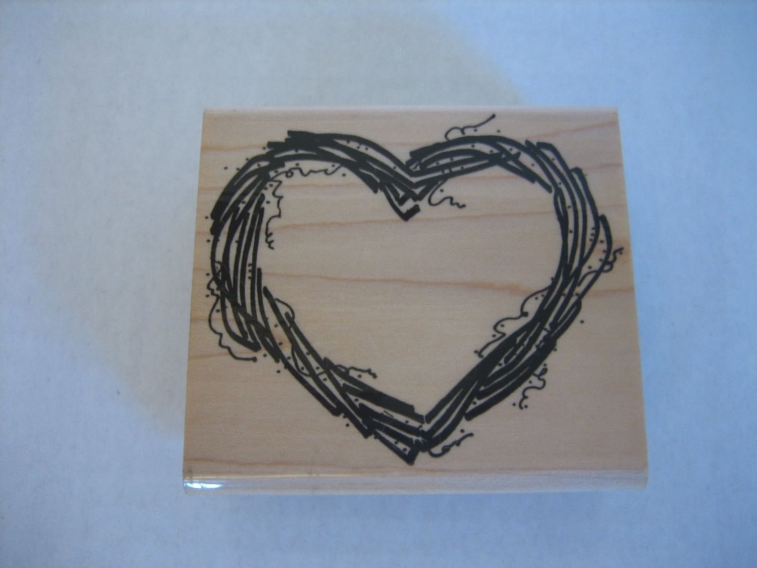 Annette Allen Watkins G881 Twig Heart Rubber/Wood Stamp 1990 New 3in.L x 3in.W