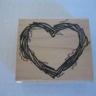 Annette Allen Watkins G881 Twig Heart Rubber/Wood Stamp 1990 New 3in.L x 3in.W