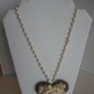 Women's Cream Single Heart Faux Pearls Single-Strand Necklace 13 n.L Pre-Owned