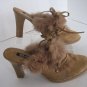 Splash Women's Tan Faux Suede & Fur High Heel Slip On Mule Shoes Sz 8 NWNB