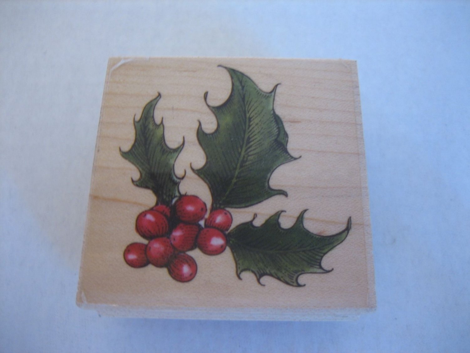 Delta Rubber Stampede 3442E Etched Holly Wood/Rubber Stamp Block 2 1/3 in.Sq. NW