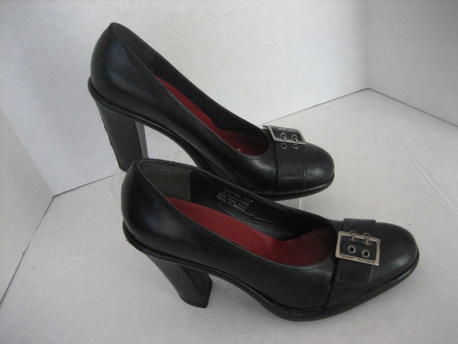 Tommy Hilfiger Two 1389 Women's Black Leather Pump Shoes Sz 8 1/2M Pre-Owned