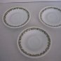Corelle By Corning Spring Blossom 3 White Saucers Olive Green Flowers Pre-Owned