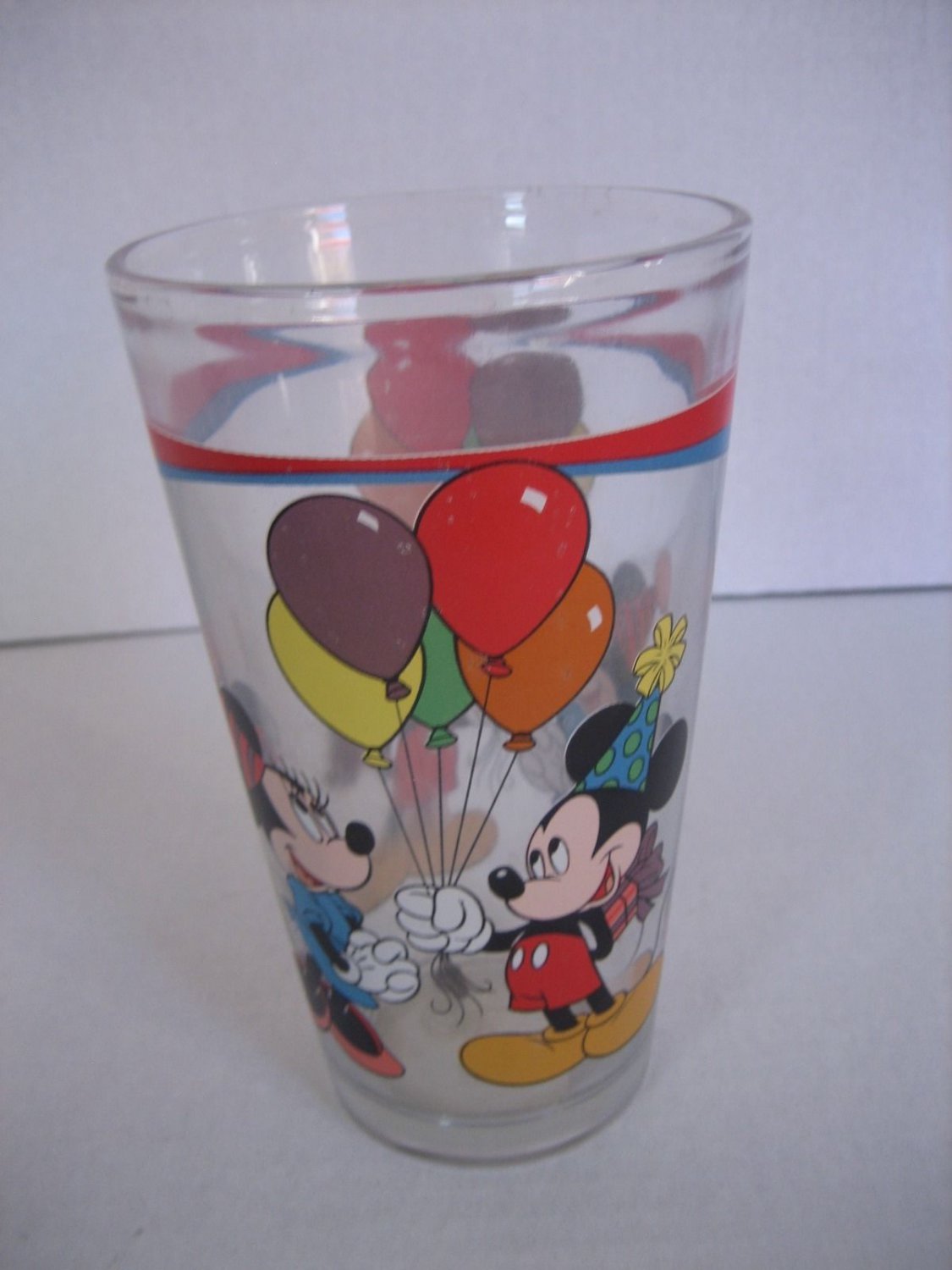 Gibson/Disney Mickey & Minnie Mouse Party Glass Drinking Glass 6 in.Tall NWWT