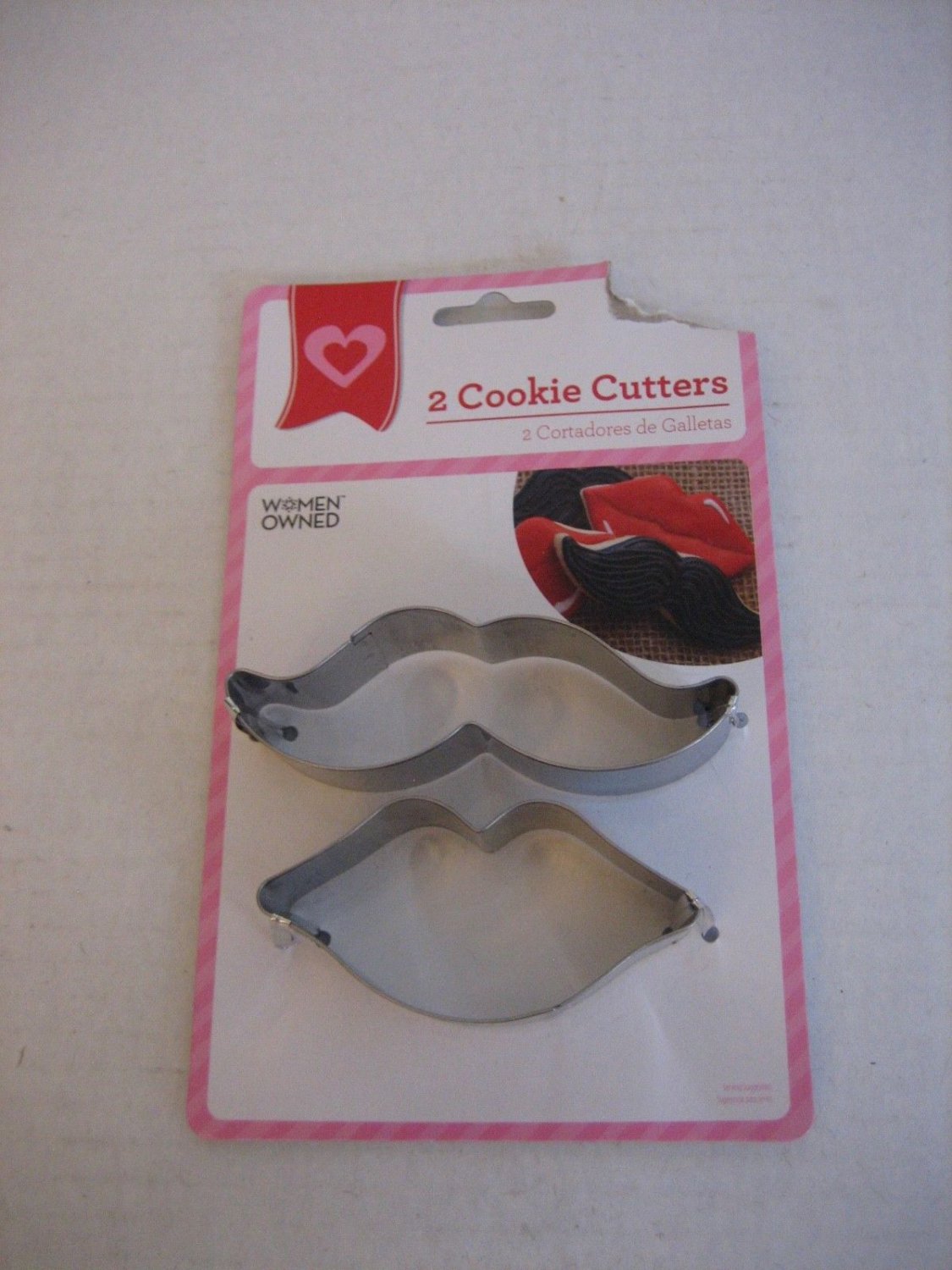Walmart Lips & Mustache 2 Piece Set Metal Cookie Cutters NWWT 179946320487