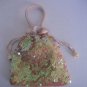 Ingrapel Women's Ivory Satin & Iridescent Sequins Drawstring Evening Bag Purse