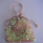 Ingrapel Women's Ivory Satin & Iridescent Sequins Drawstring Evening Bag Purse