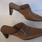 High Lights 20209 Tan Buckle Mule Slip On Women's Faux Leather Sz 7 1/2 PreOwned