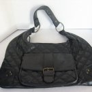 Black Faux Leather Quilted Shoulder Purse Handbag with Bronze Metal Buckle New
