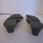 Women's Grey & White Beaded Wedge Heel Flip Flop Sandal Shoes Sz 8 Pre-Owned