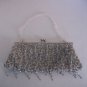 Bijoux Terner Women's Grey/Silver/Clear Satin Beaded Clutch/Evening Bag Purse NW