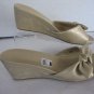 Montego Bay Club Women's Gold Faux Leather Wedge Medium Heel Shoe Sz 7 NWNB