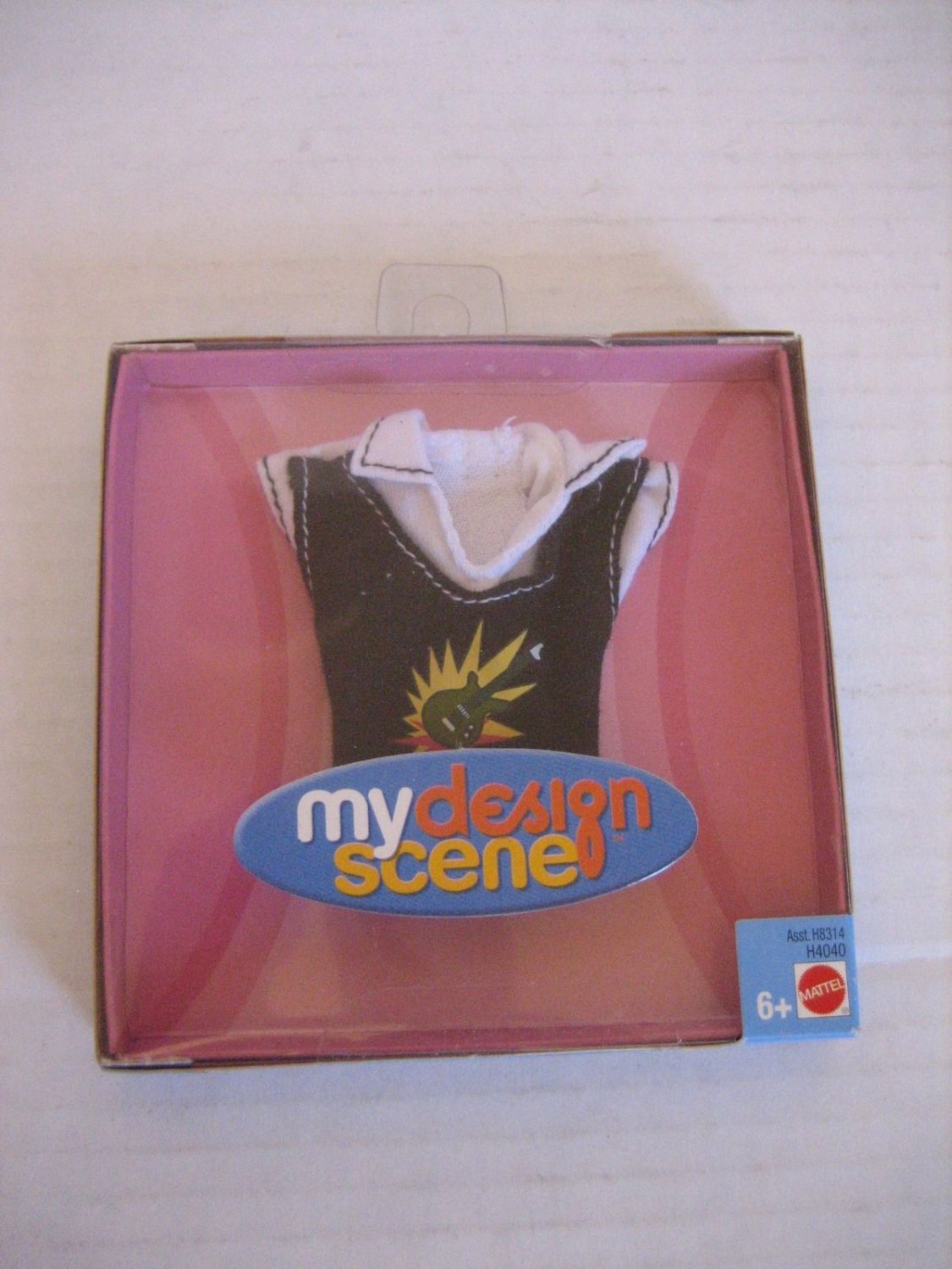 Mattel Barbie My Design Scene Clothes Black/White Shirt with Guitar on Front New