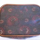 Flower Print Brown Plastic  Zipper Closure Make Up Carry All Bag 2in.Dx5 1/3Wx7L