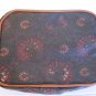 Flower Print Brown Plastic  Zipper Closure Make Up Carry All Bag 2in.Dx5 1/3Wx7L