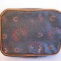 Flower Print Brown Plastic  Zipper Closure Make Up Carry All Bag 2in.Dx5 1/3Wx7L