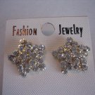 Women's Fashion Jewelry Star Faux Gold & Clear Rhinestone Pierced Earrings NW