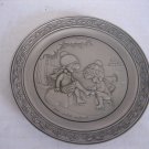 Vintage Hallmark Decorative Round Pewter Plate 2 Kids Ice Skating 4.5.R PreOwned