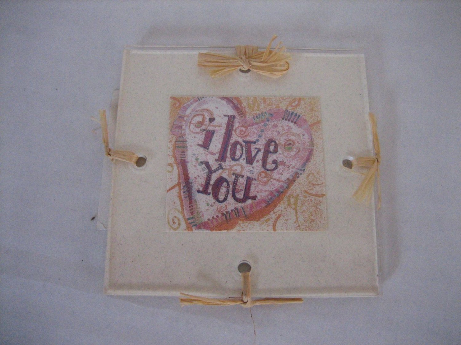 I Love You Heart Plastic/Paper Square Refrigerator Magnet 2 1/2 in. sq. New Tag